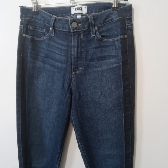 Paige Hoxton Side Stripes Raw hem Ankle Jeans Size 29 in Blue Color - Picture 3 of 16